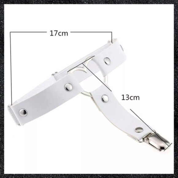 Purple Studded Open Heart Leather Thigh Garter Harness Pair Set - Picture 9 of 14